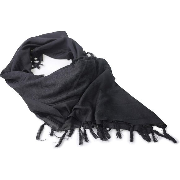 ⚡Men Black and White-Red 100% Cotton Military Shemagh Tactical Desert Scarf Wrap - Picture 2 of 8